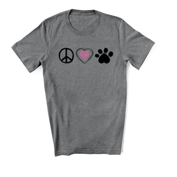 Peace Love & Paw Symbol - Unisex Graphic Tee - Luv the Paw