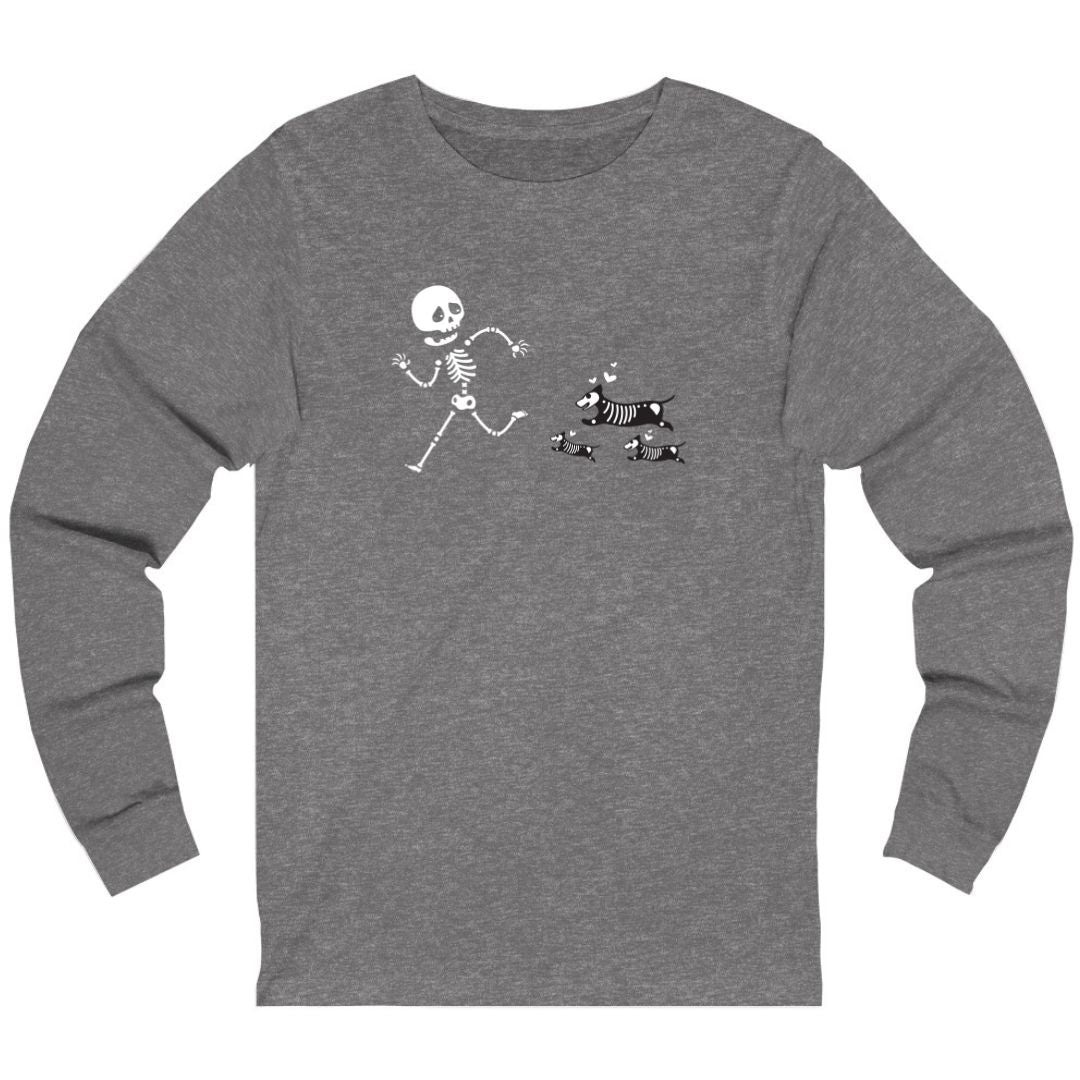 Skeletons with Dogs - Long Sleeve Halloween Tee