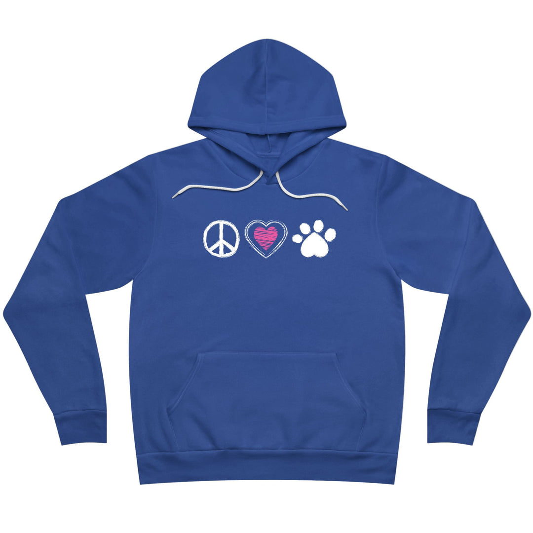 Discover Harmony: Peace, Heart, and Paw Sponge Fleece Hoodie for Stylish Dog and Cat Lovers | Premium Pet Enthusiast Apparel