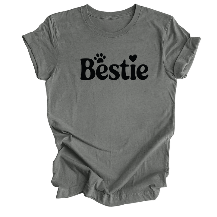 Bestie T-Shirt – Cute Dog & Cat Lover Shirt with Heart and Paw Print