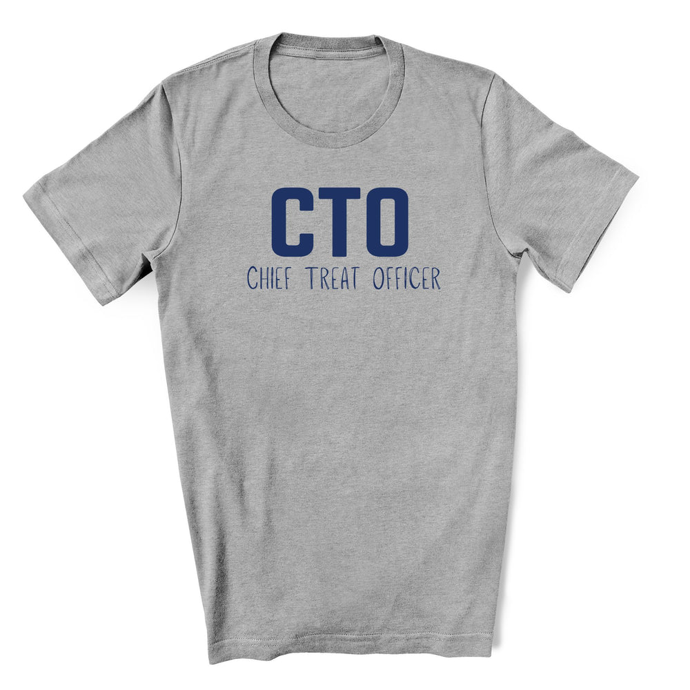 Dog themed graphic shirt in athletic heather with text CTO Chief Treat Officer