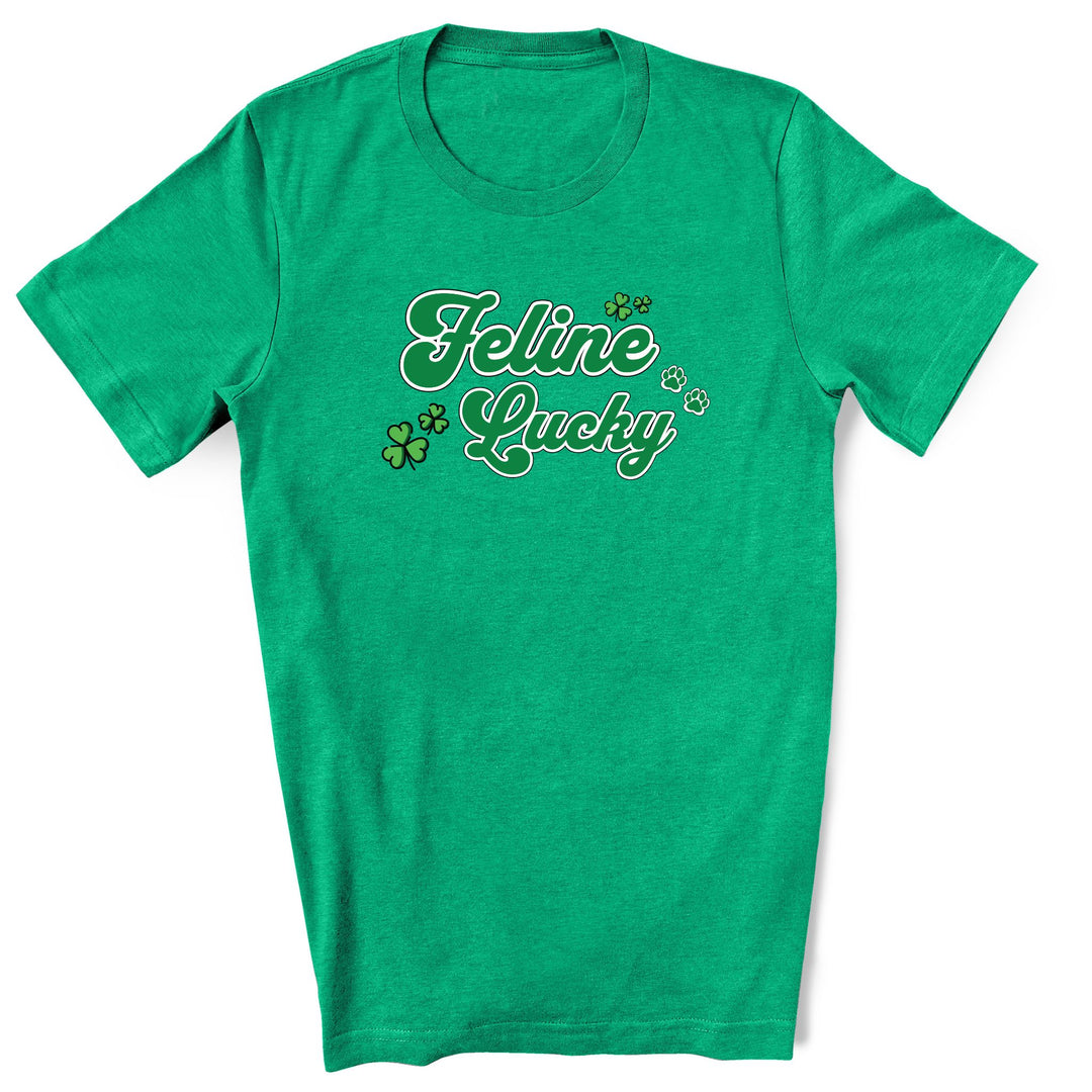 Feline Lucky | T-shirt for Cat Lovers | St. Patrick's Day