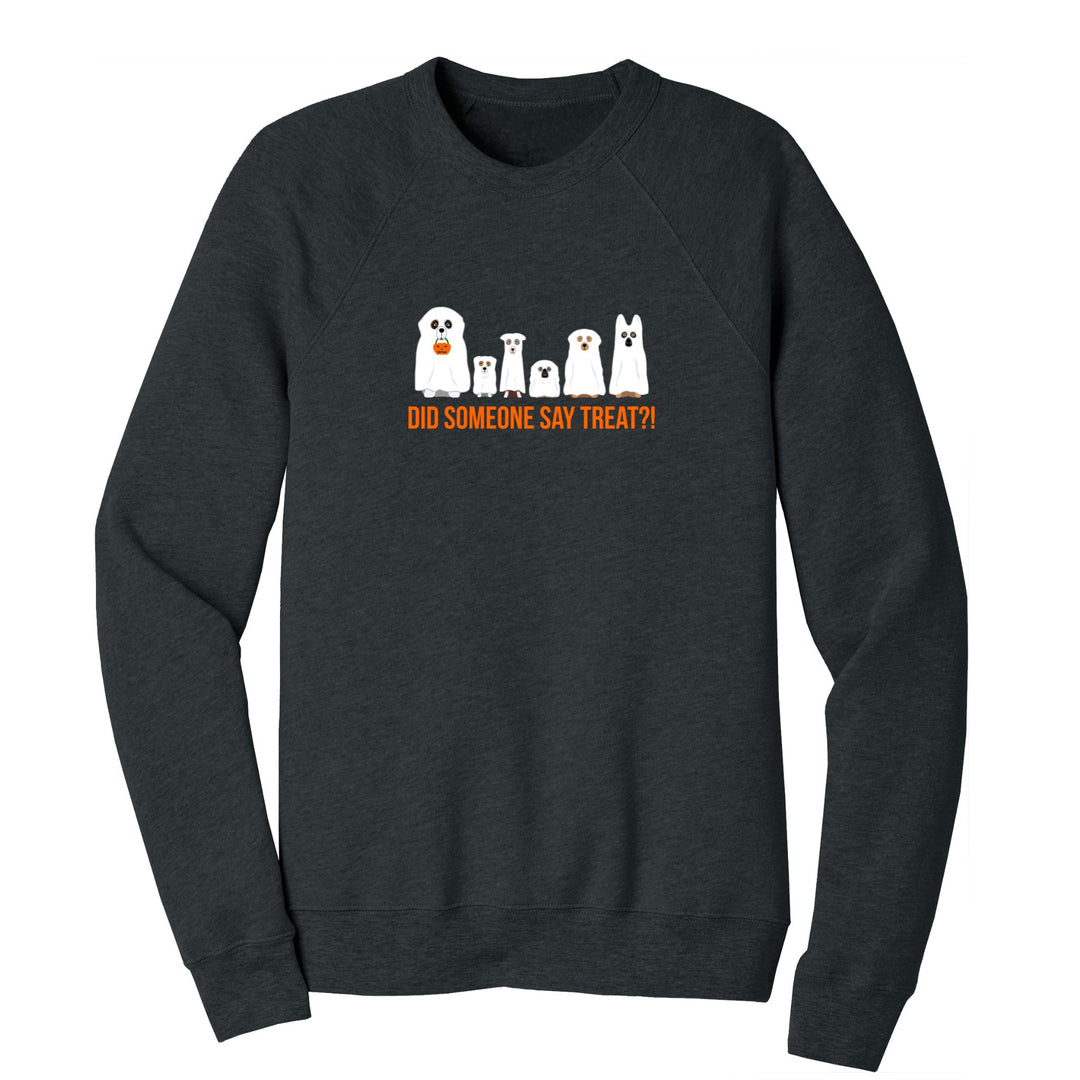 Black Halloween Sweatshirt for Dog Lover - Featuring dogs dressed up as ghosts - from Luv the Paw
