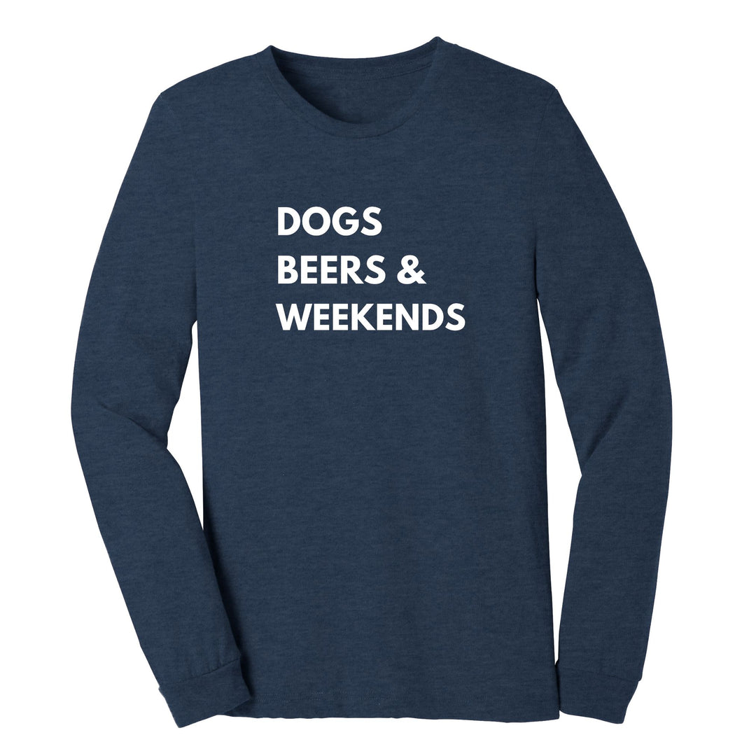 Dogs Beers & Weekends long sleeve t-shirt heather navy