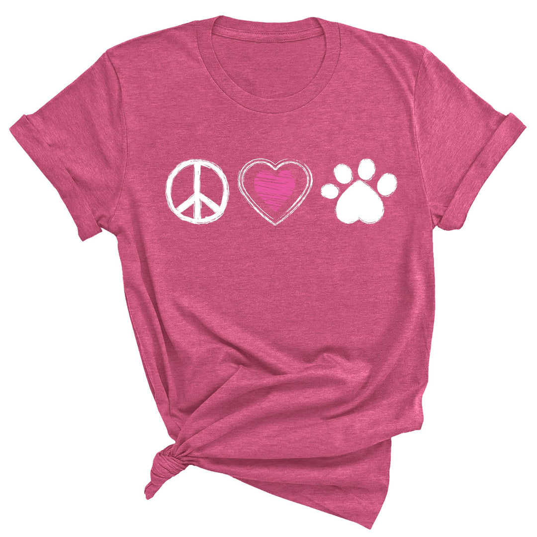 Peace Love & Paw Symbol - Unisex Graphic Tee
