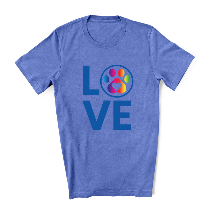 Rainbow Love T-shirt with Paw Print