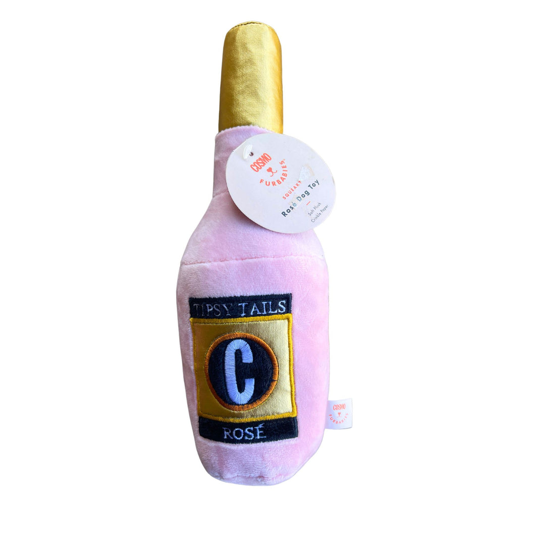 Pink Rose Wine Bottle Dog Toy