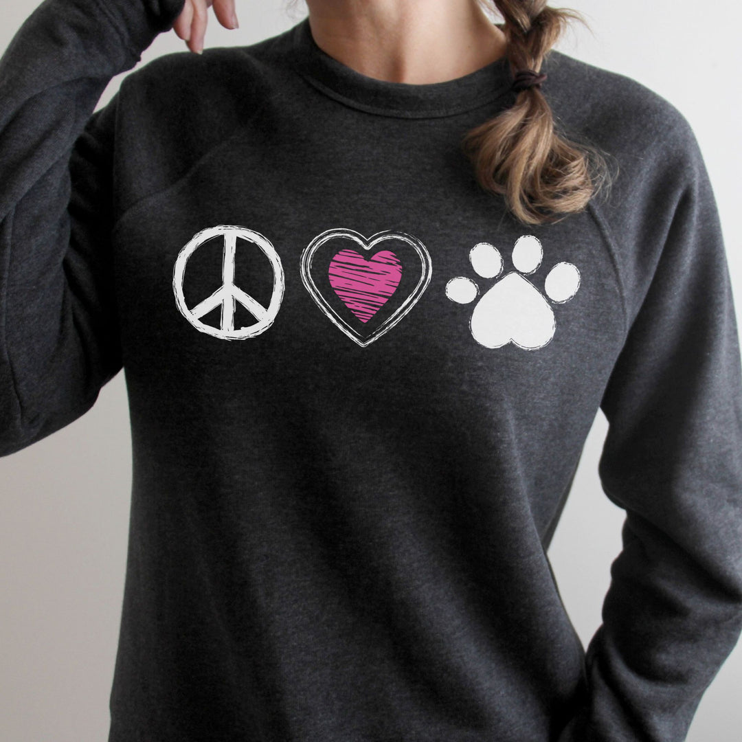 Peace Love Paw Symbols | Sweatshirt for Pet People