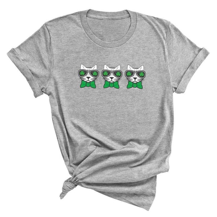 3 Cats Shamrocks - St. Patrick's Day T-Shirt - Luv the Paw