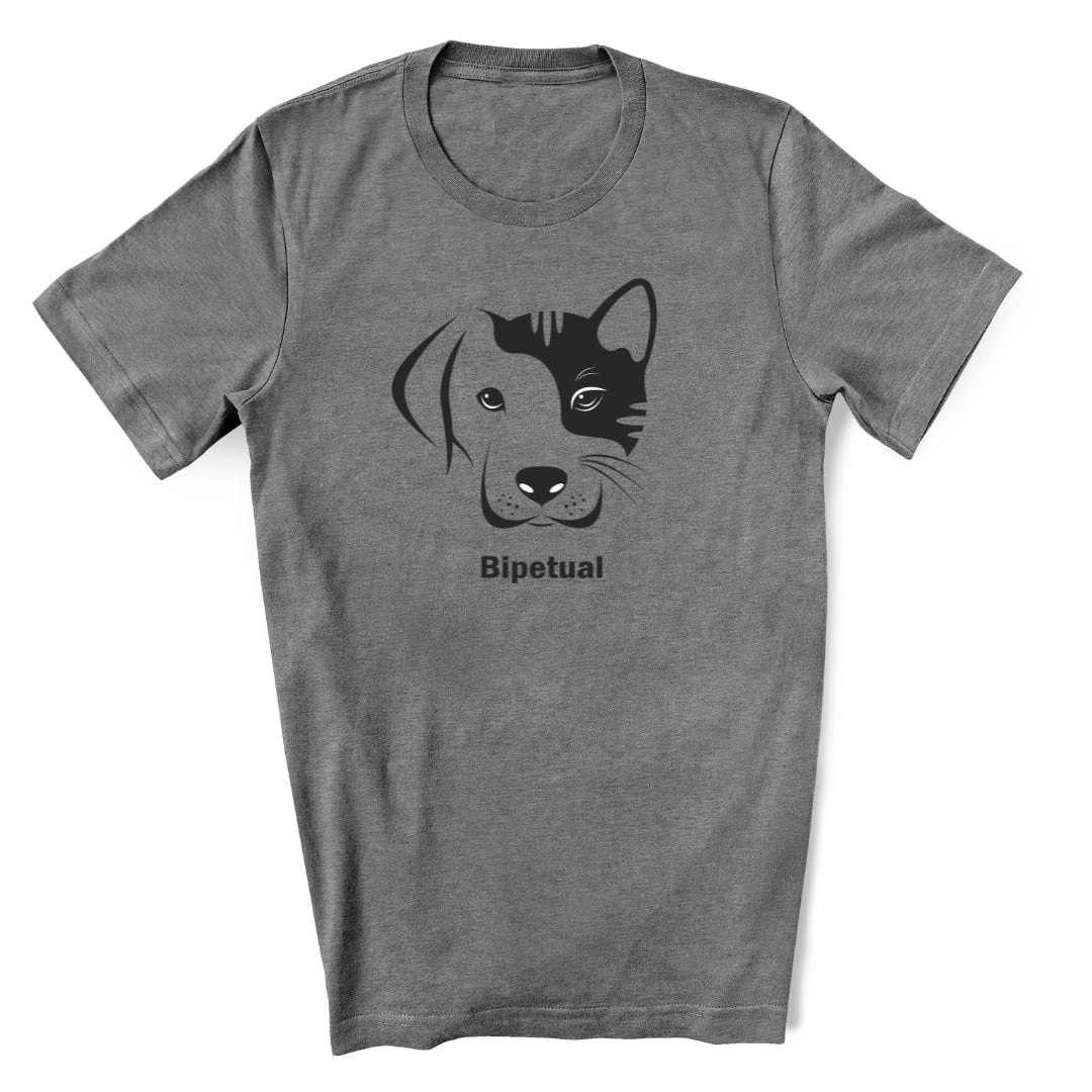 Bipetual unisex t-shirt for people who like dogs and cats - deep heather - from Luv the Paw