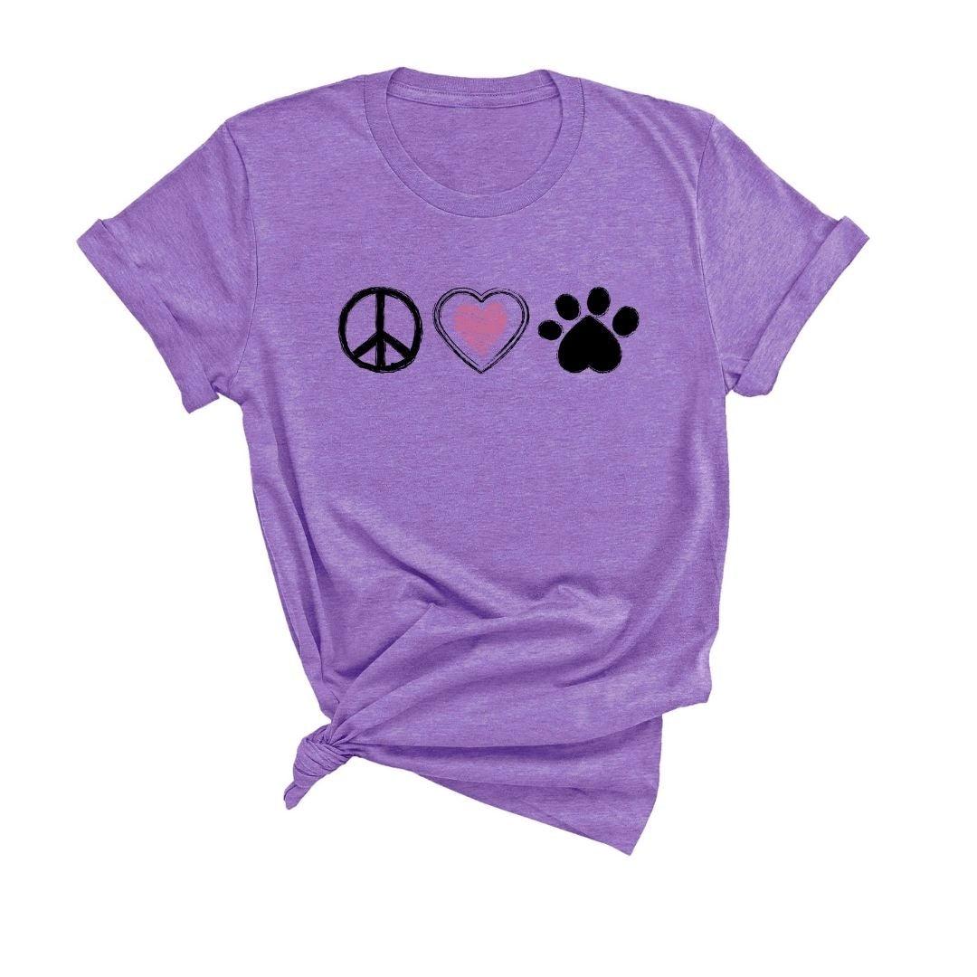 Peace Love & Paw Symbol - Unisex Graphic Tee - Luv the Paw