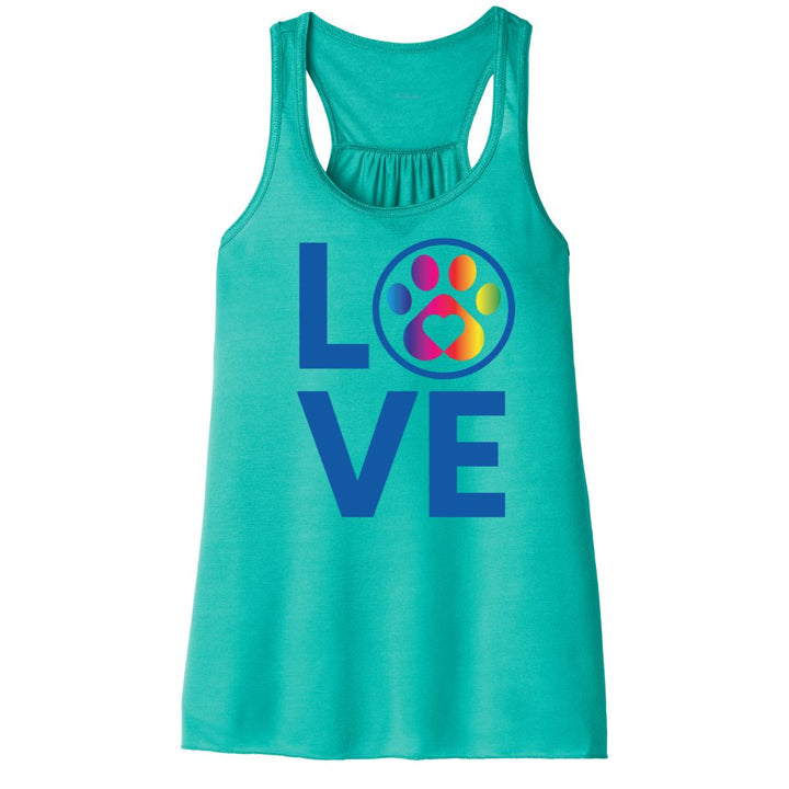 Rainbow LOVE Paw Print Women's Tank Top